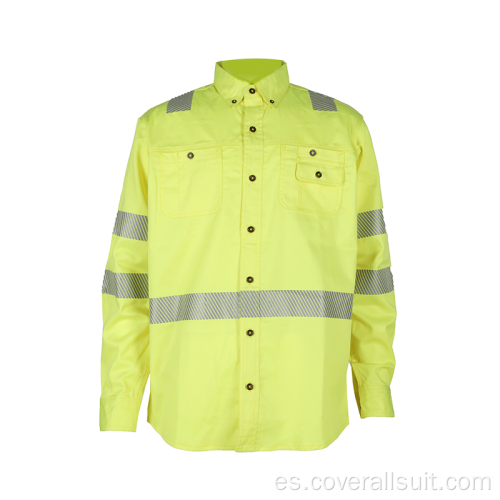 Camisa de trabajo de la industria de algodón Hi Vis retardante de llama